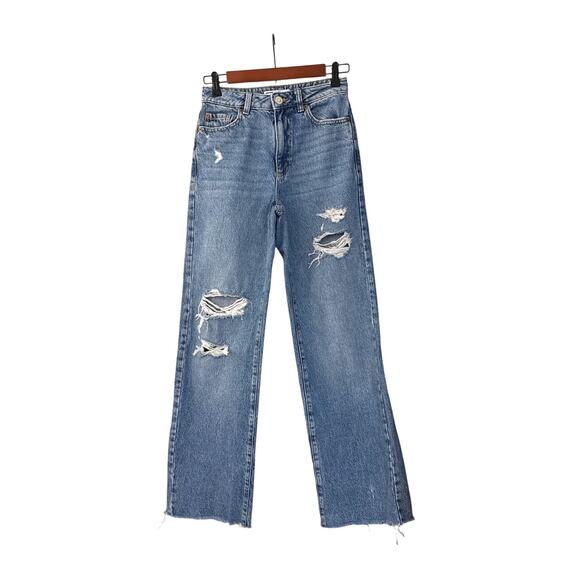 Garage Denim Wide Leg Distressed Blue Jeans Size Women's 0 (24) - Picture 1 of 5